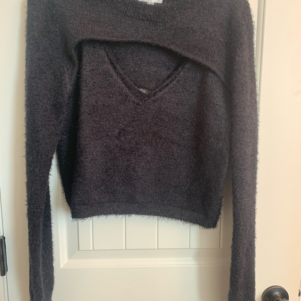 BP 2 Piece Fuzzy Sweater Set Black Large